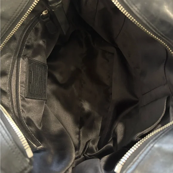 Coach Black Leather Handbag with Silver Accents - Picture 6 of 8